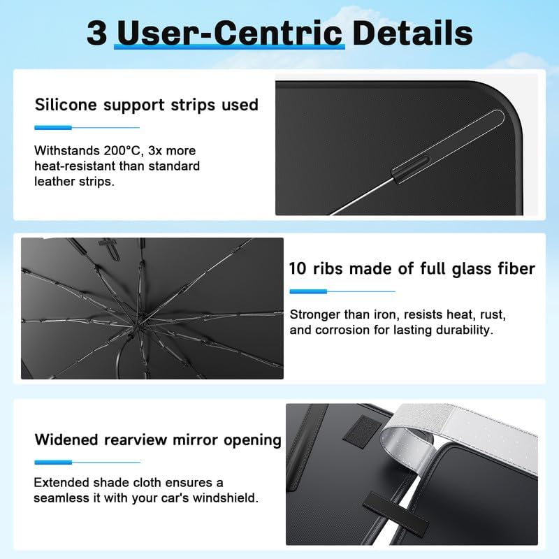 SXCY for 2019-2026 Honda Passport Windshield Umbrella Sunshade [Easier Foldable] for 2026 Honda Passport Accessories 2026 Passport Sunshade Umbrella for 2025 Passport Windshield Sun Shade Umbrella