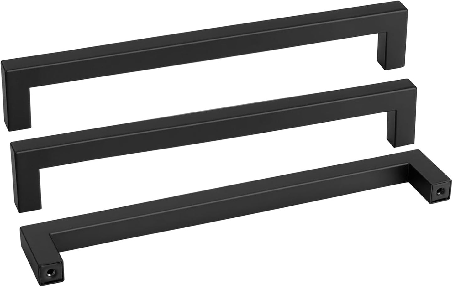 goldenwarm 200 Pack Black Square Bar Cabinet Pull Drawer Handle Stainless Steel Modern Hardware for Kitchen and Bathroom Cabinets Cupboard,Center to Center 11-1/3in(288mm)