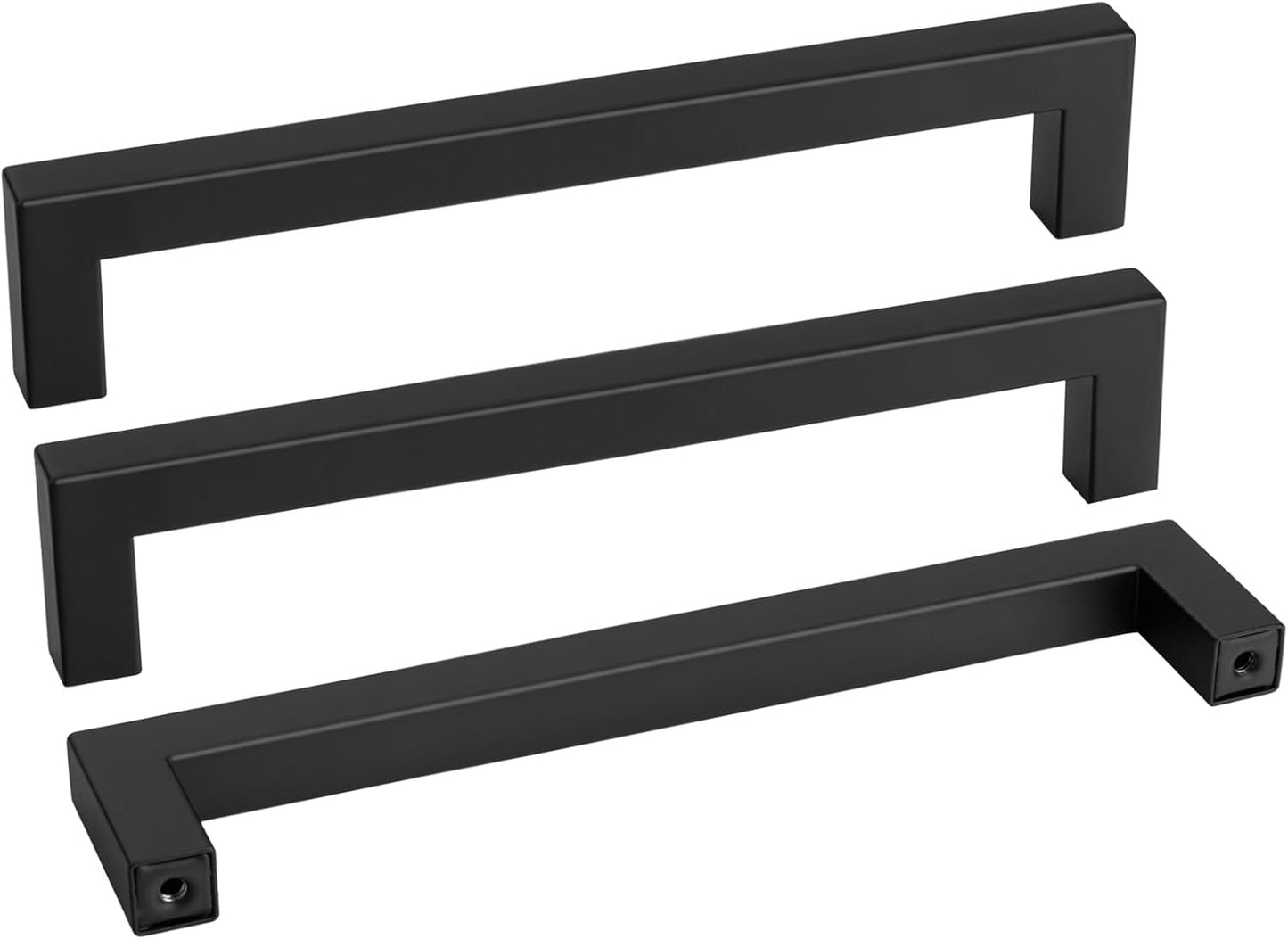 goldenwarm 50Pack 8INCH Matte Black Cabinet Pulls Kitchen Hardware, 204mm Square Bar Pulls for Cabinets Hardware, Black Drawer Pulls 8-1/2in Overall Length
