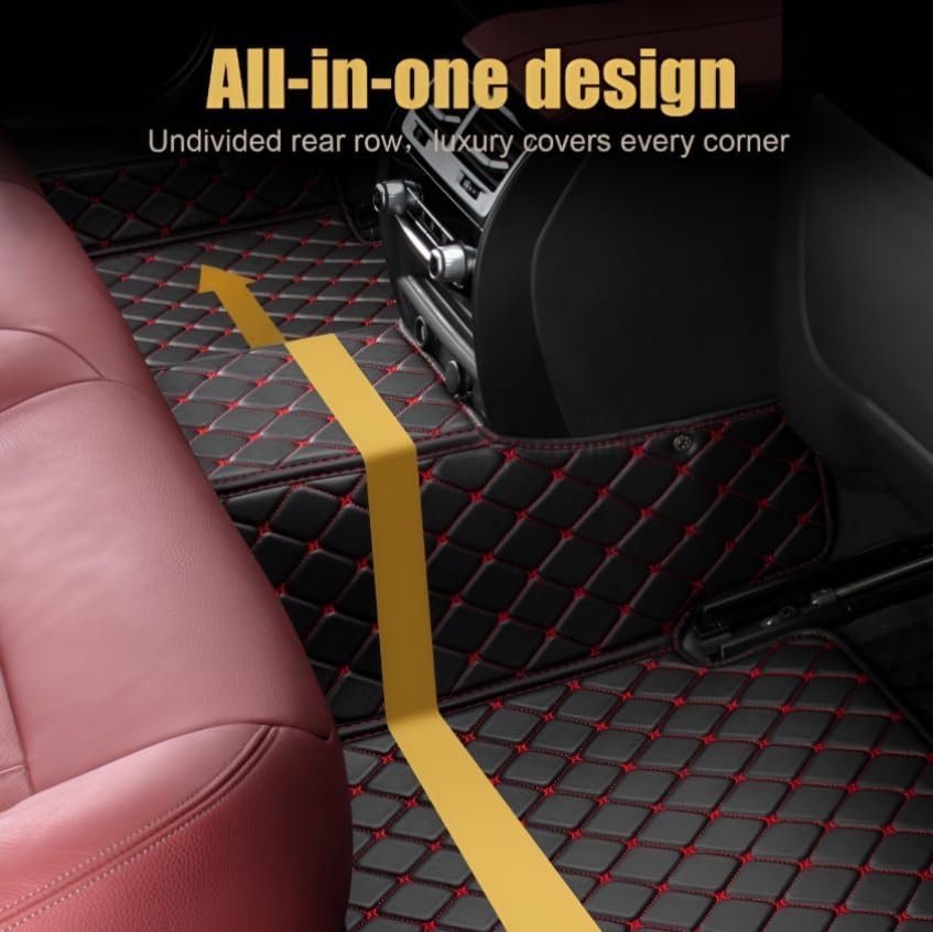 Add Personal Touch to Your Vehicle with IMEISH Customizable Logo Text Car Mats for 99% of vehiclesPads Protection Non-Slip Leather Floor Liners (Black Blue)