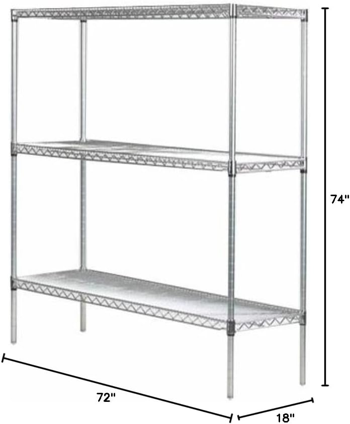 Omega 18" Deep x 72" Wide x 74" High 3 Tier Gray Starter Shelving Unit