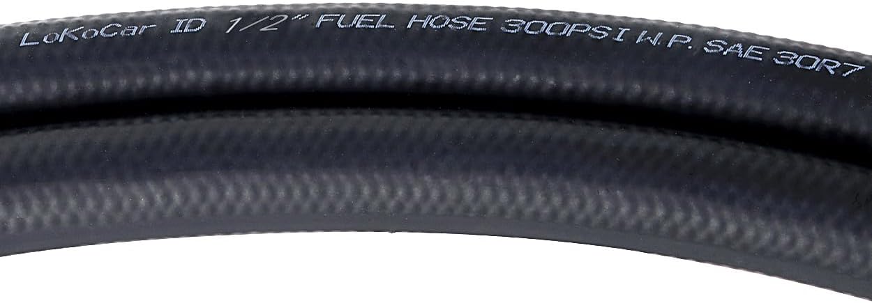 LokoCar Rubber Fuel Hose Line Push Lock 1/2" ID SAE 30R7 NBR 5ft 300PSI Black