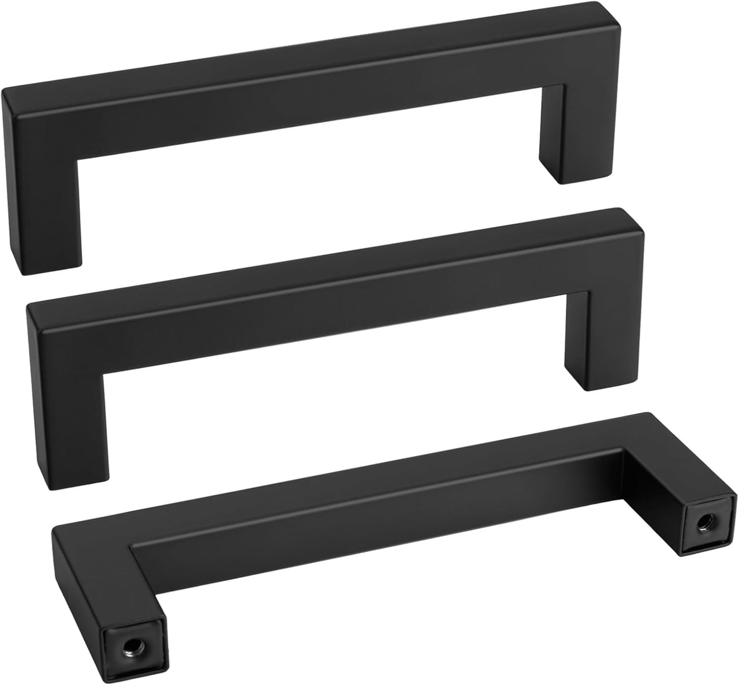Goldenwarm 10 Pack Black Square Bar Cabinet Pull Drawer Handle Stainless Steel Modern Hardware for Kitchen and Bathroom Cabinets Cupboard,Center to Center 4in(102mm) Cabinet Handles