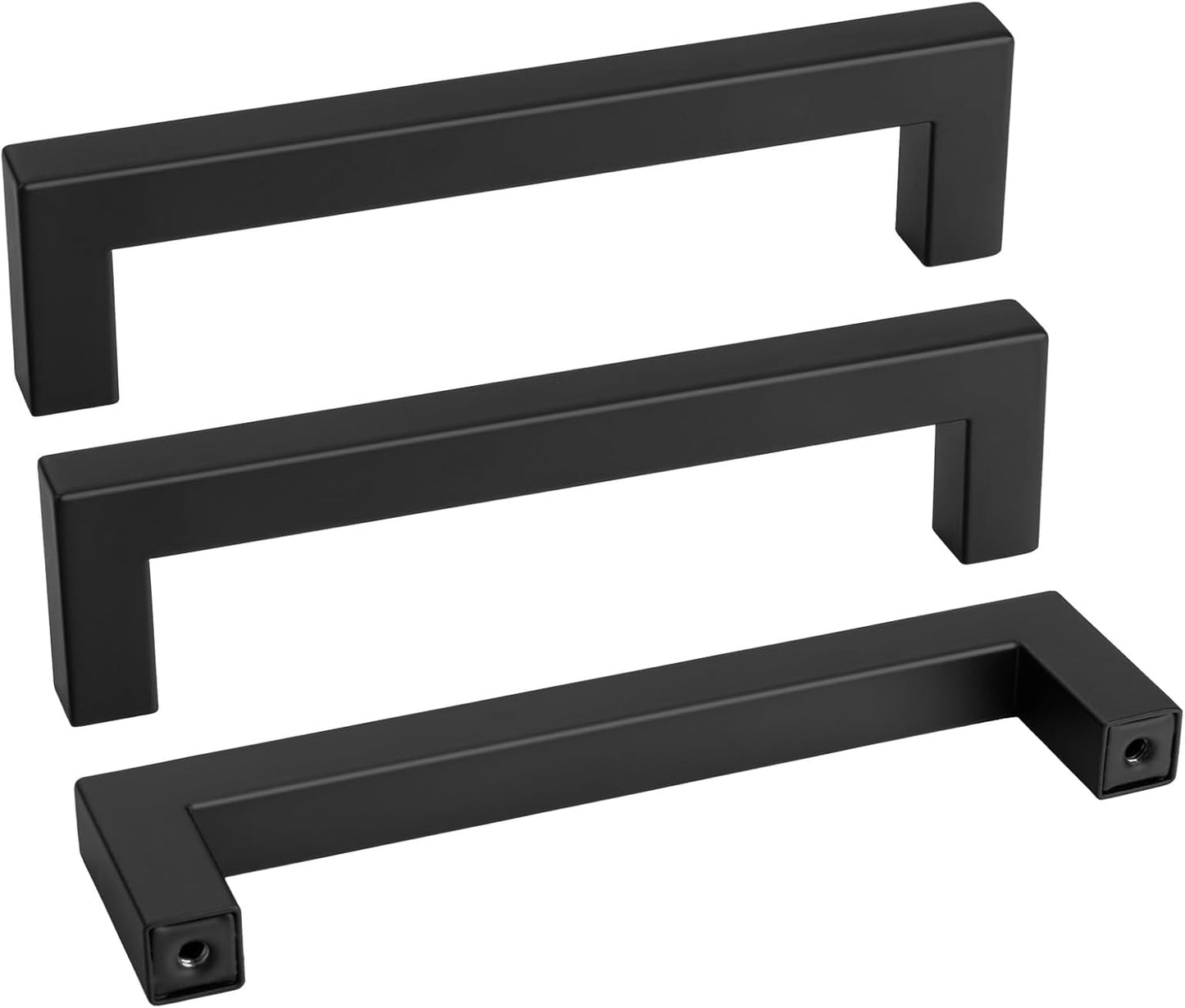 Matte Black Kitchen Pulls Bathroom Cabinet Drawer Closet Flat Square Bar Pulls, LSJ12BK128,5 inch Black Pulls 45 Pack, Modern Goldenwarm Cabinet Drawer Pulls Hardware