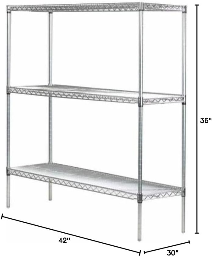 Omega 30" Deep x 42" Wide x 36" High 3 Tier Chrome Starter Shelving Unit