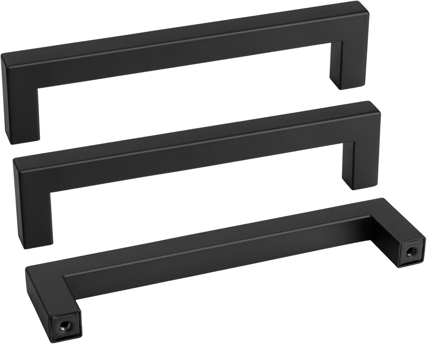 goldenwarm 30 Pack 6-1/4INCH Black Square Bar Cabinet Pull Drawer Handle Stainless Steel Modern Hardware for Kitchen and Bathroom Cabinets Cupboard,Center to Center 160mm Kitchen Cupboard Handles
