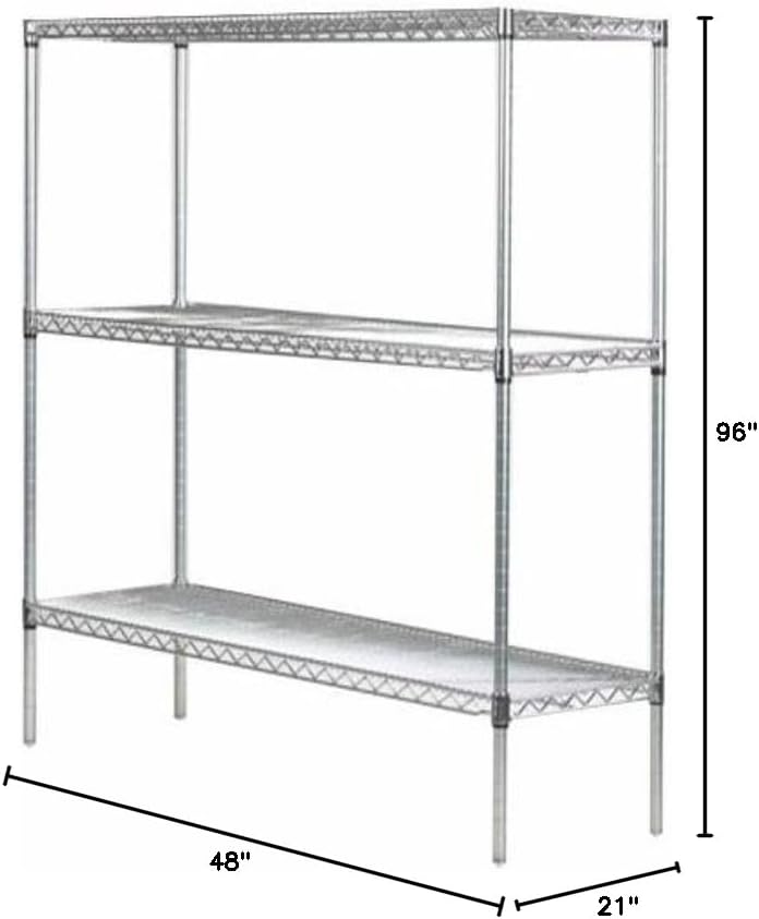 Omega 21" Deep x 48" Wide x 96" High 3 Tier Chrome Starter Shelving Unit