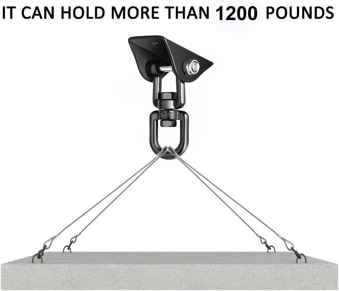 Porch Swing Hanging Kit, 360°Rotating 1200 lb Capacity Hanger for Porch Swing, Hammocks, Swing Chair (2 Pack)