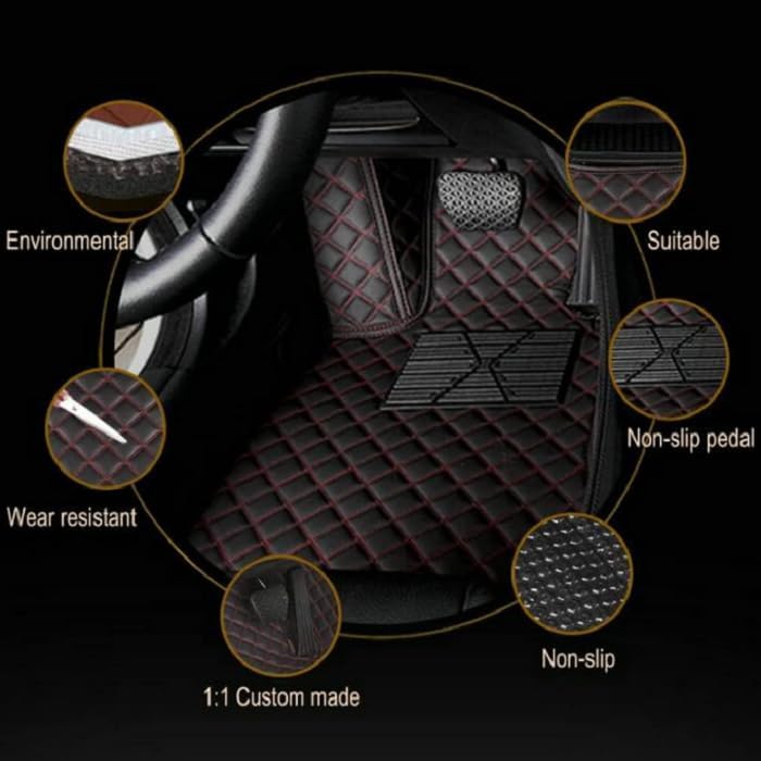 Customized Personalized car Floor mats, All-Weather Luxury car Floor mats, Waterproof and Anti Slip Leather car Floor mat Lining, 95% Customized car, Truck, and SUV Floor mats (Orange)