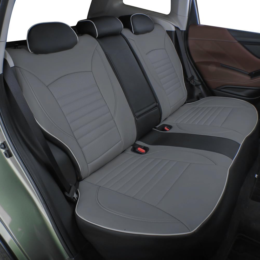 EKR Sportage Seat Covers Custom Fit for KIA Sportage EX/LX/SX 2012 2013 2014 2015 2016 Leather Car Seat Cover Full Set - Faux Leather (Black/Gray)