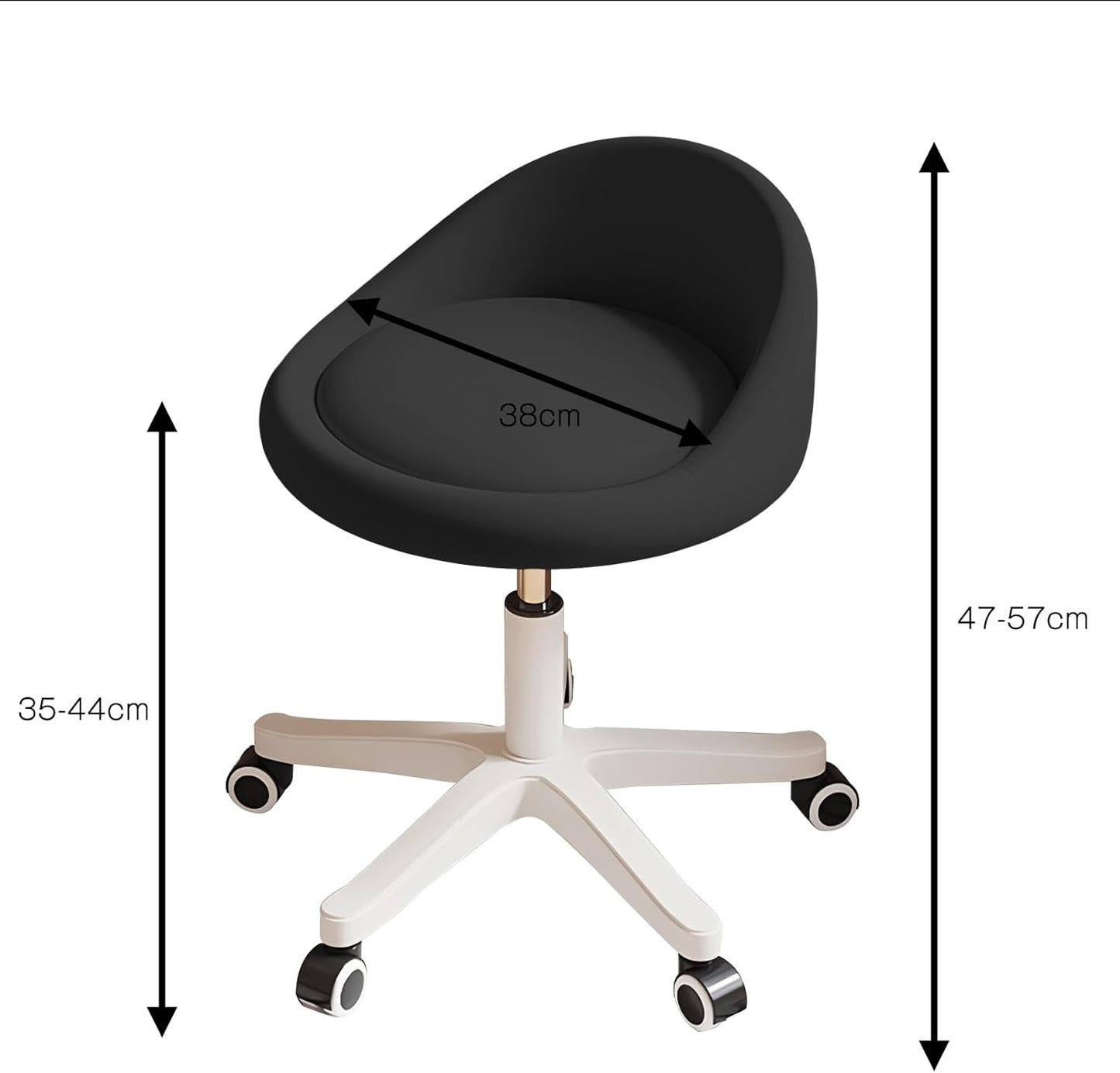 Rolling Stool Set of 4 Rolling Hydraulic Salon Stool with Low Backrest - Adjustable Swivel Chair for SPA, Shop, Salon, Massage, or Medical Office Black