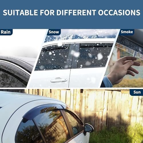 Window Visor Rain Guards Fit for Nissan Frontier Crew Cab 2005-2021 Trucks, Outside Mount Vent Deflector, Smoke Tinted Side Wind Window Deflectors for Nissan Frontier Accessories 94407