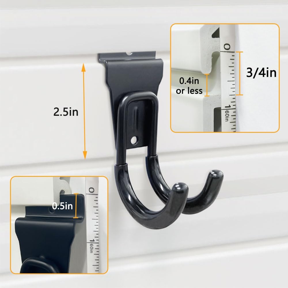 Slatwall Hooks Heavy Duty Slatwall Accessories Small J Hooks Garage Slat Wall Hooks and Hangers, Black(10 Pack)