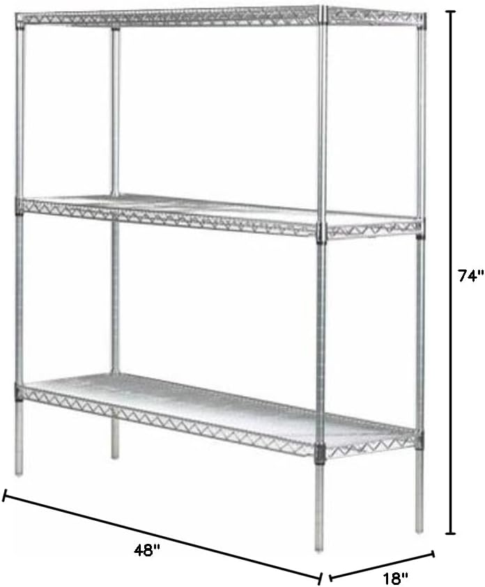 Omega 18" Deep x 48" Wide x 74" High 3 Tier Gray Starter Shelving Unit