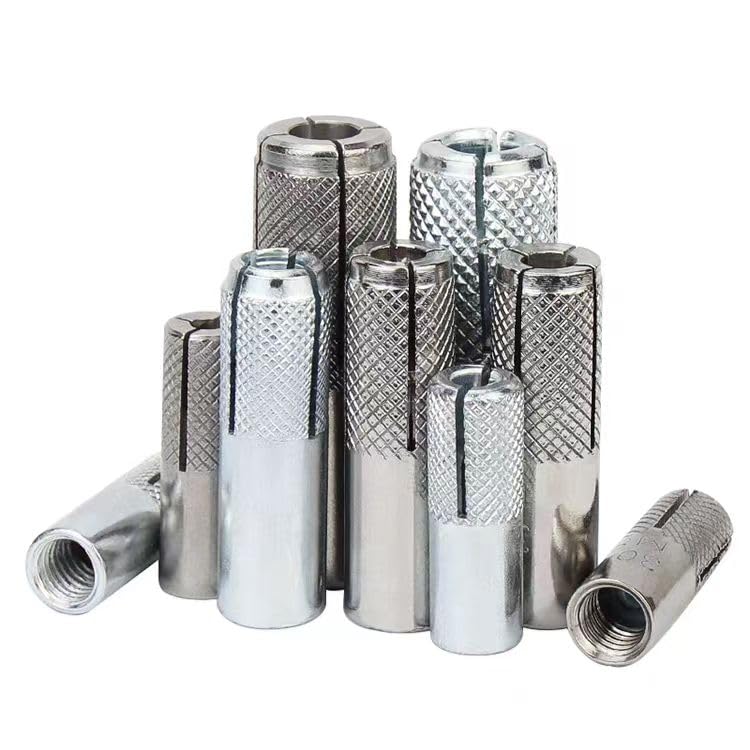 Wensilon(20 pcs) 1/4"-20 Premium Zinc Plated Carbon Steel Drop in Anchors Assortment, Knurled Drop-in-Anchor for Solid Concrete, Internal Forced Expansion Screw Bolts