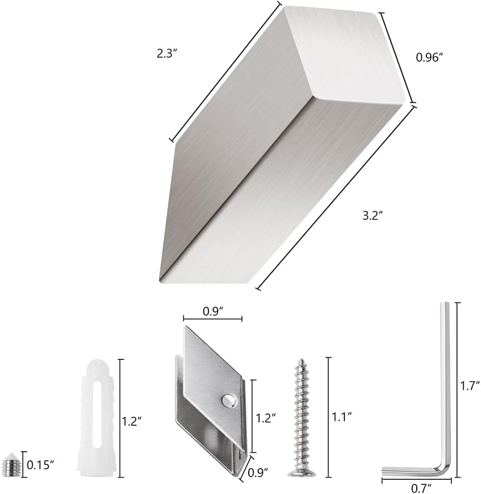NINETREX Towel Hooks Brushed Nickel Stainless Steel 2 Pack Heavy Duty Modern Wall Hooks Silver Robe Hook for Bathroom Livingroom Hotel Style Wall Mounted