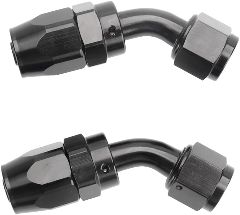 LokoCar 4AN Hose End Fitting 45 Degree Swivel For CPE Braided Hose Black 2Pcs