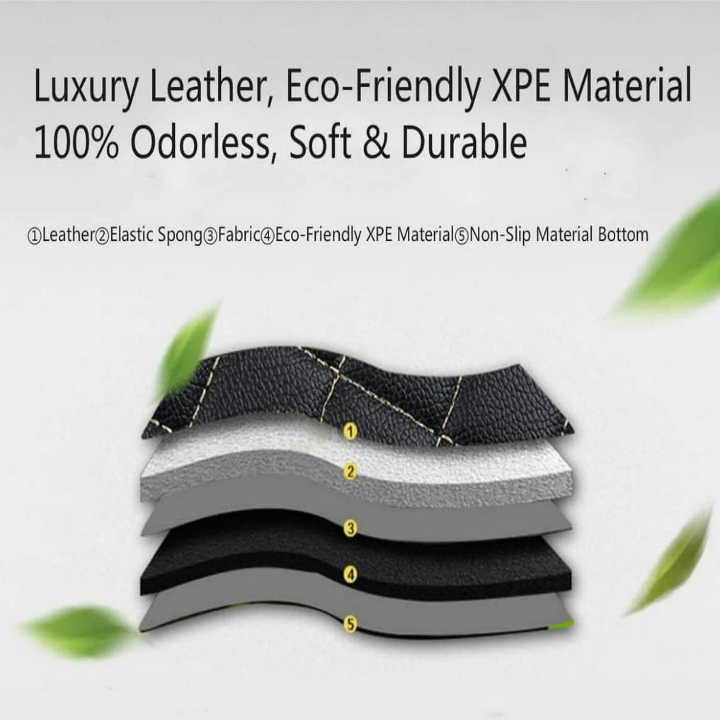Custom All-Weather Protection Leather Car Floor Mats for Cars Sedan SUV Sports Car Waterproof Floor Mat (Beige)