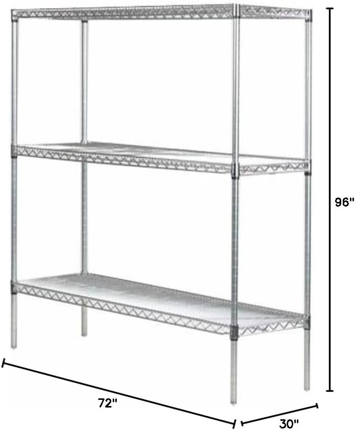 Omega 30" Deep x 72" Wide x 96" High 3 Tier Chrome Starter Shelving Unit