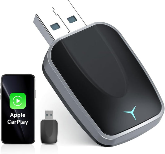 Mini Wireless CarPlay Adapter for iPhone 2025 Upgraded, Plug & Play, No Latency, USB-A/C Support, Compatible with iOS 10+ & Cars 2016+