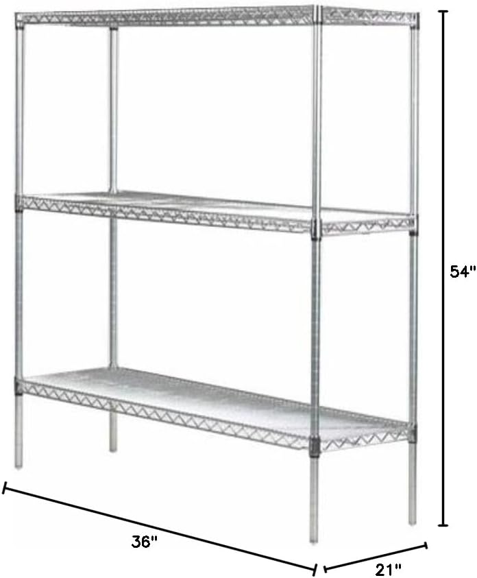 Omega 21" Deep x 36" Wide x 54" High 3 Tier Chrome Starter Shelving Unit
