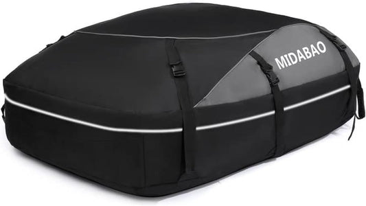MIDABAO 20 Cubic Waterproof Duty Car Roof Top Carrier-Car Cargo Roof Bag Car Roof Top Carrier - Waterproof & Coated Zippers- includes Anti-Slip Mat- for Cars with or without Racks (20 Cubic Feet)