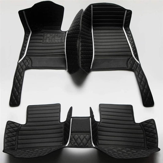 Custom Car Floor Mat Compatible with BMW Mercedes-Benz Toyota Cadillac Lexus Honda Infiniti Nissan Hyundai Kia Audi All Models Cars Sedans SUVs Automotive Mats (Black and White bar)