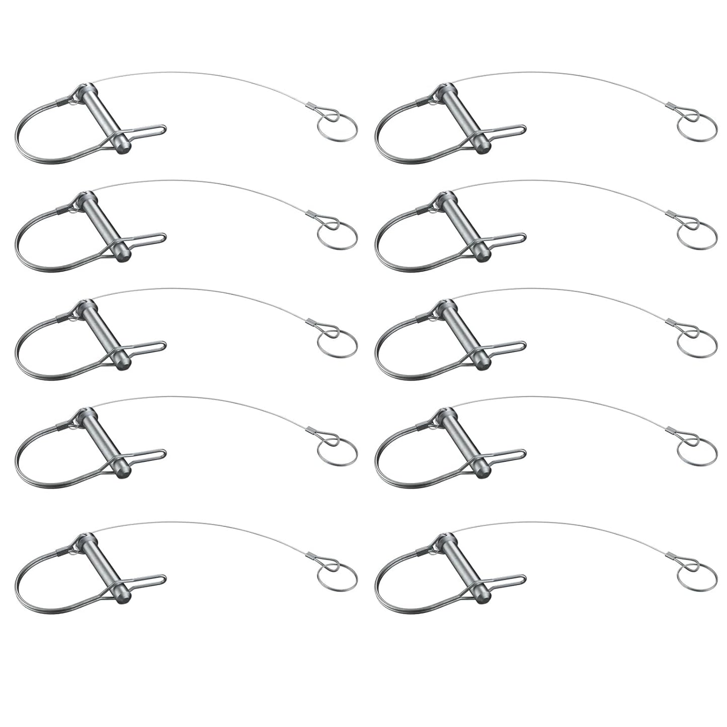 10Pcs Trailer Coupler Pin 5/16x 1-3/4（WxL） Prevents Loss Trailer Hitch Locking Pin with Plastic Coating Tether Steel Quick Release Ring for Shaft Trailer Tongue
