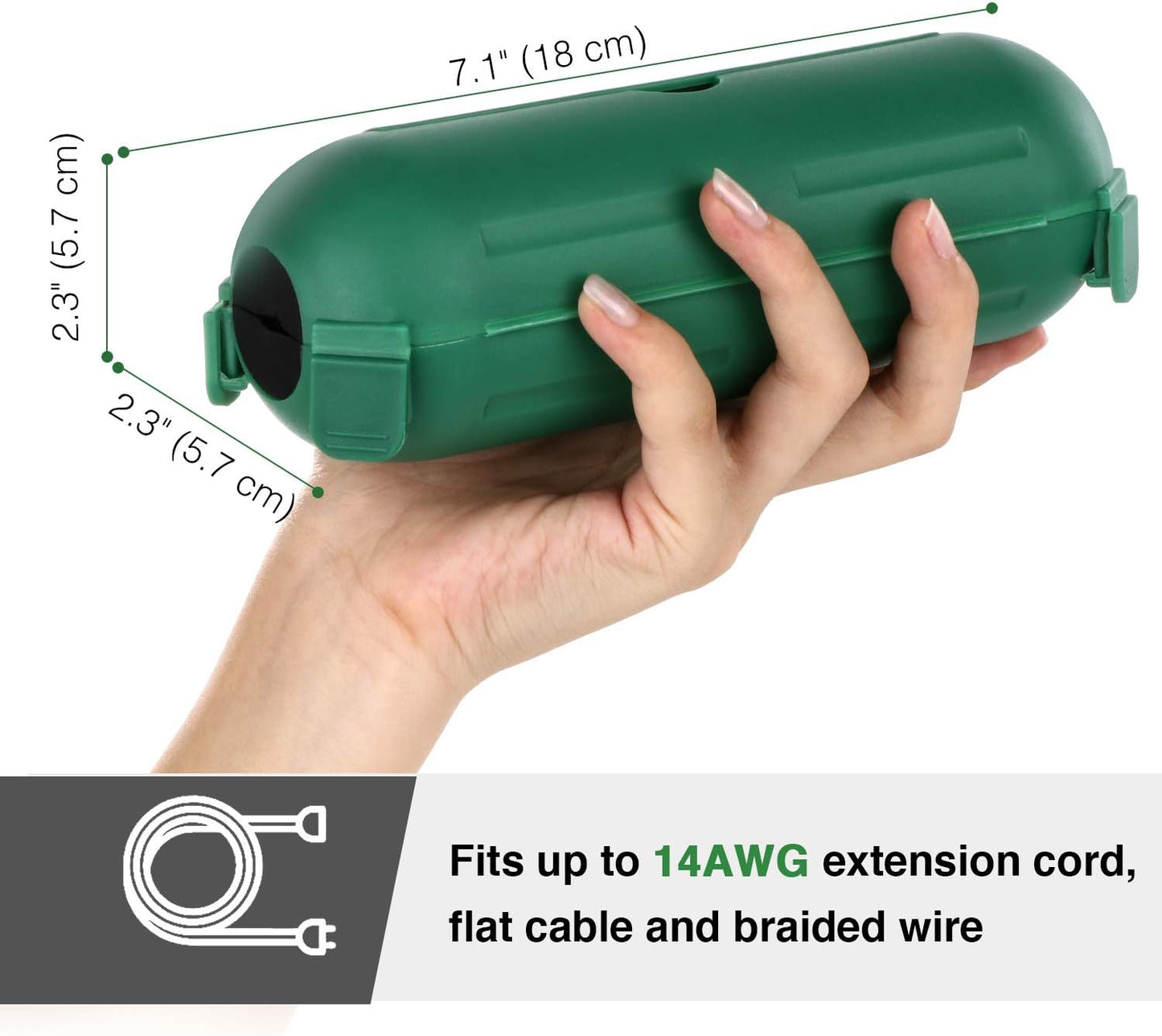 Flemoon [6 Pack] Outdoor Extension Cord Safety Cover with Waterproof Seal, Weatherproof Electrical Connection Box to Protect Outdoor Outlet, Plug, Socket, Christmas Holiday Decoration Light, Green