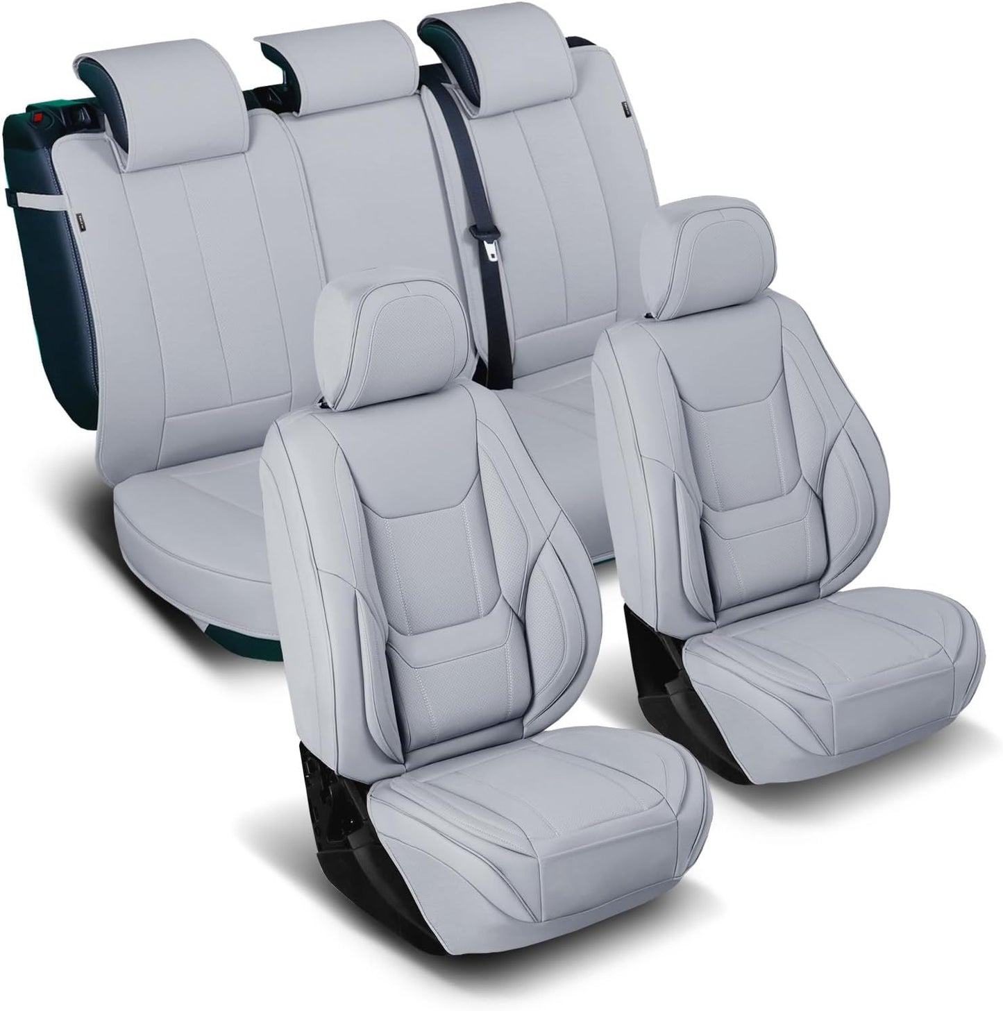 Coverland Custom Car Seat Covers Compatible with 2020-2025 Gladiator Crew Cab - Premium Leather Non-Slip Memory Foam Waterproof Custom Interior Protector Full Set-Gray [See Size Chart-Size X112]