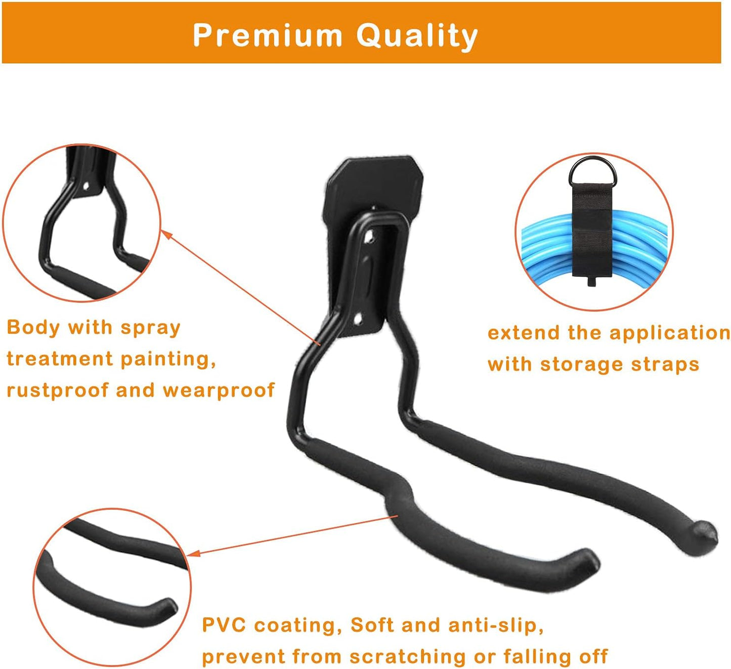 Garden Power Tool Hanger, Garage Wall Hooks, Weedeater Rack, String Trimmer Hanger, Utility Hooks for Garage Tool Organizers and Storage - Black-1 Pcs