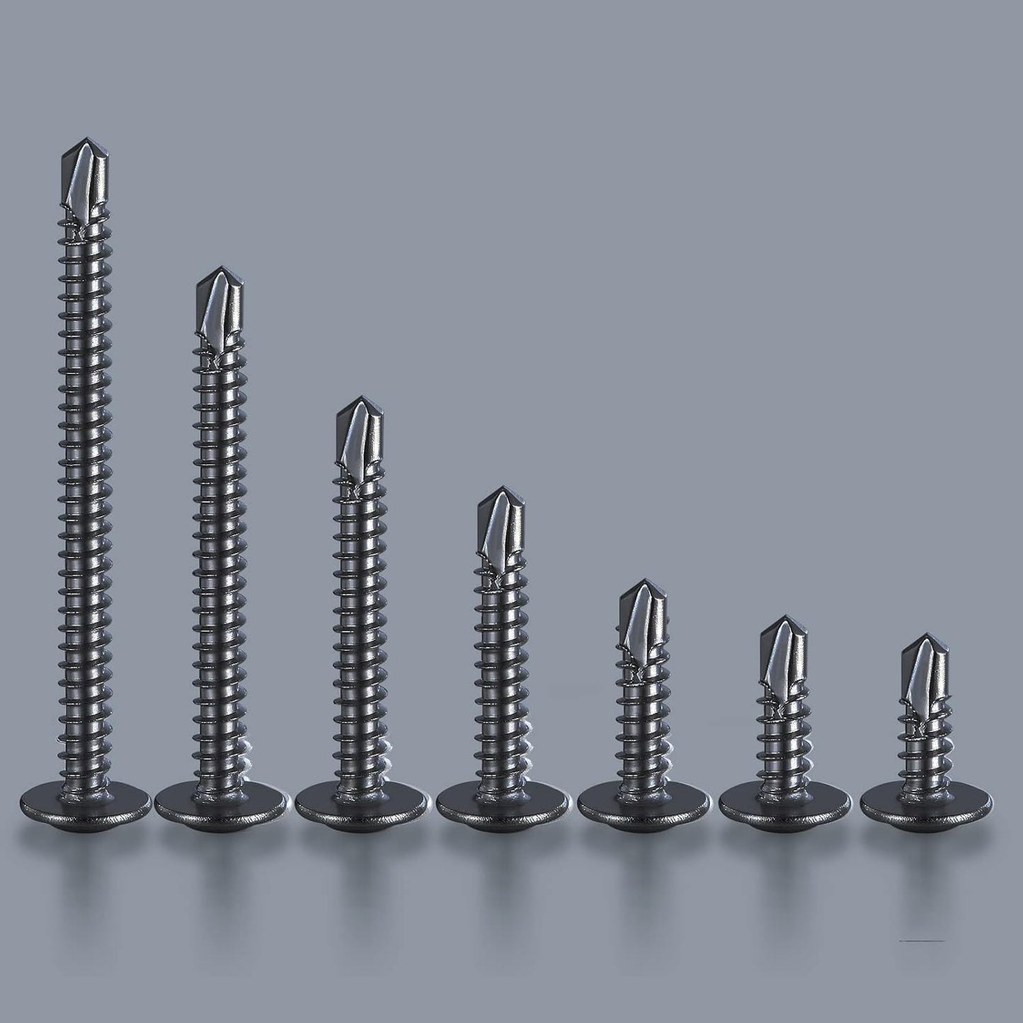 (100 pcs) Wensilon #10×2” for Sheet Metal Self-Tapping Screws 410 Black Stainless Steel Truss Head High-Strength Quick Tapping