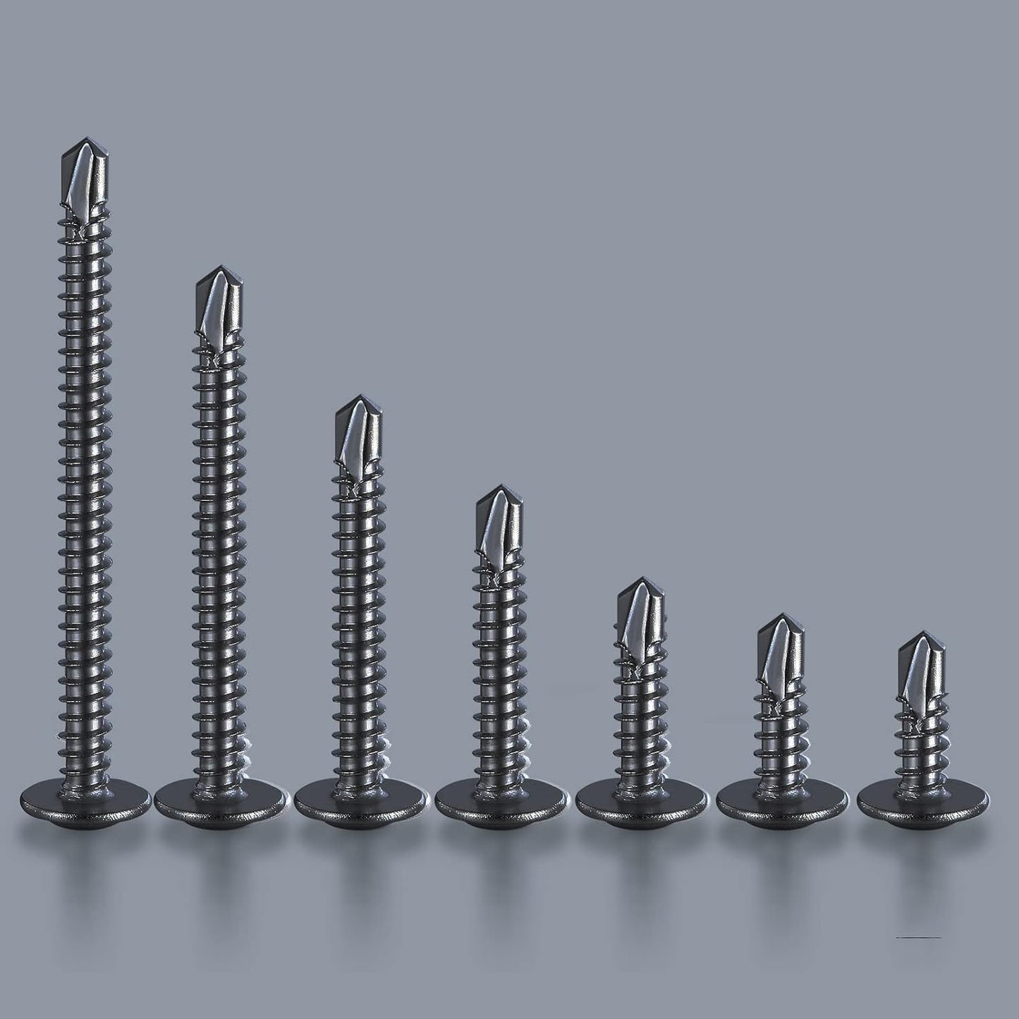 (150 pcs) Wensilon #10×1-1/2” for Sheet Metal Self-Tapping Screws 410 Black Stainless Steel Truss Head High-Strength Quick Tapping