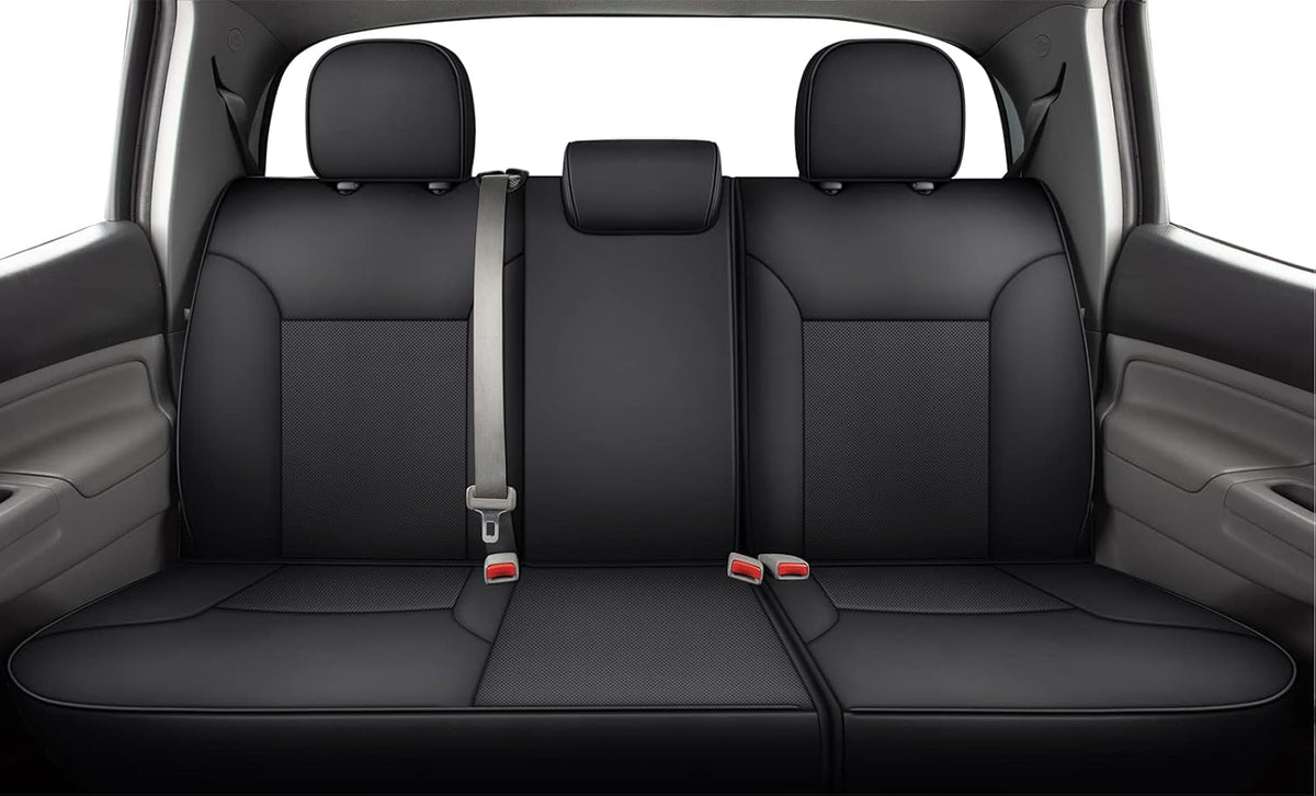 LUCKYMAN CLUB 2005-2015 Tacoma Custom Fit Seat Covers for Crew Cab with Faux Leather (2005-2015 Black)