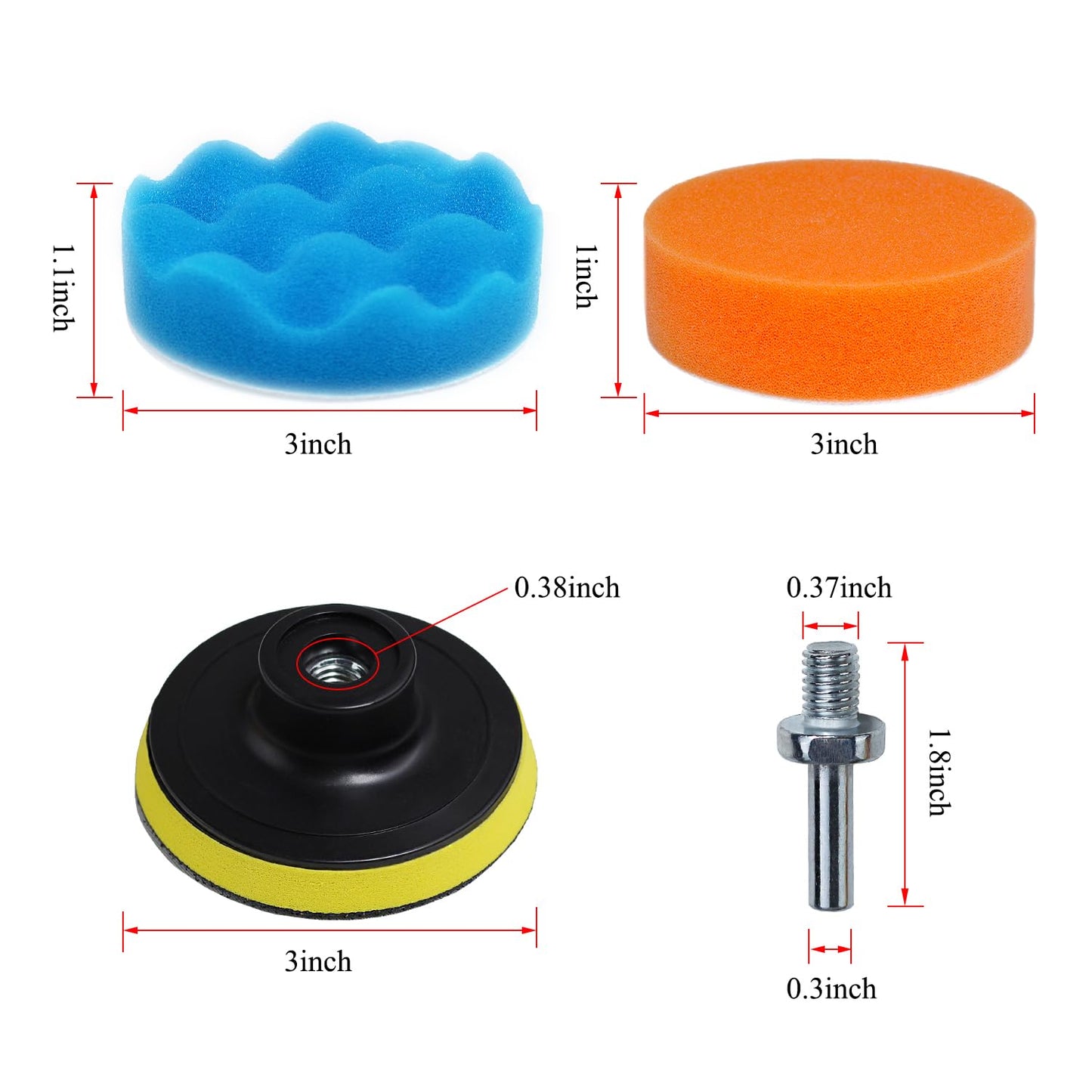Car Polishing Buffing Kit 3Inch Drill Buffing Pad Buffing Pads, Wool Pads, Drill Attachments, Polishing & Buffing Wheels. for Headlights & Car Body. 11 Pcs Car Foam Car Wax & Buffer Kits