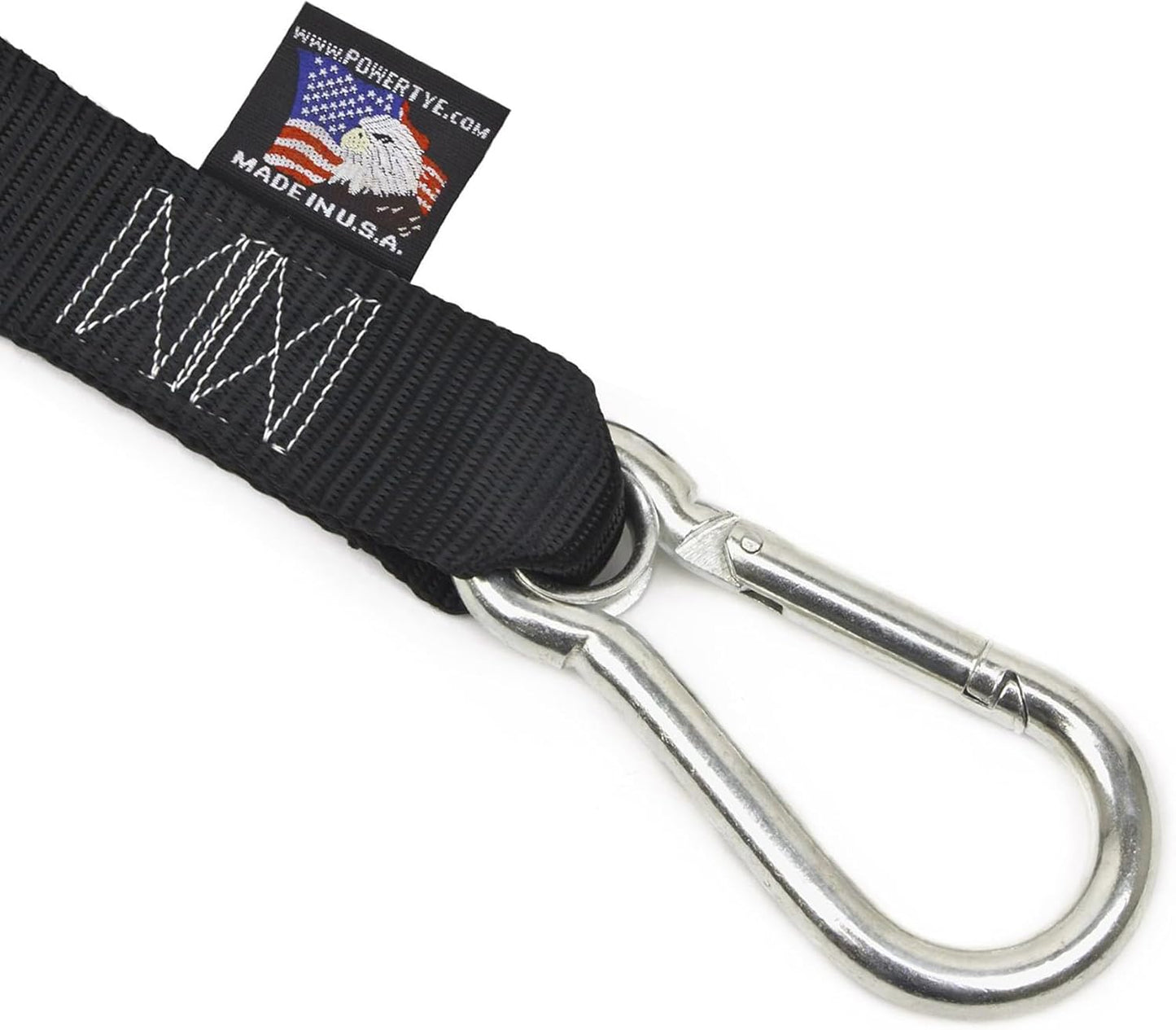 PowerTye 1.5in x 6.5ft Heavy Duty Ratchet Tie-Down Straps with Soft-Tye, Carabiner Hooks - 1,000 lb Working Load Limit / 3,000 lb Breaking Strength - Made in USA - Orange/Black Pair + Storage Bag
