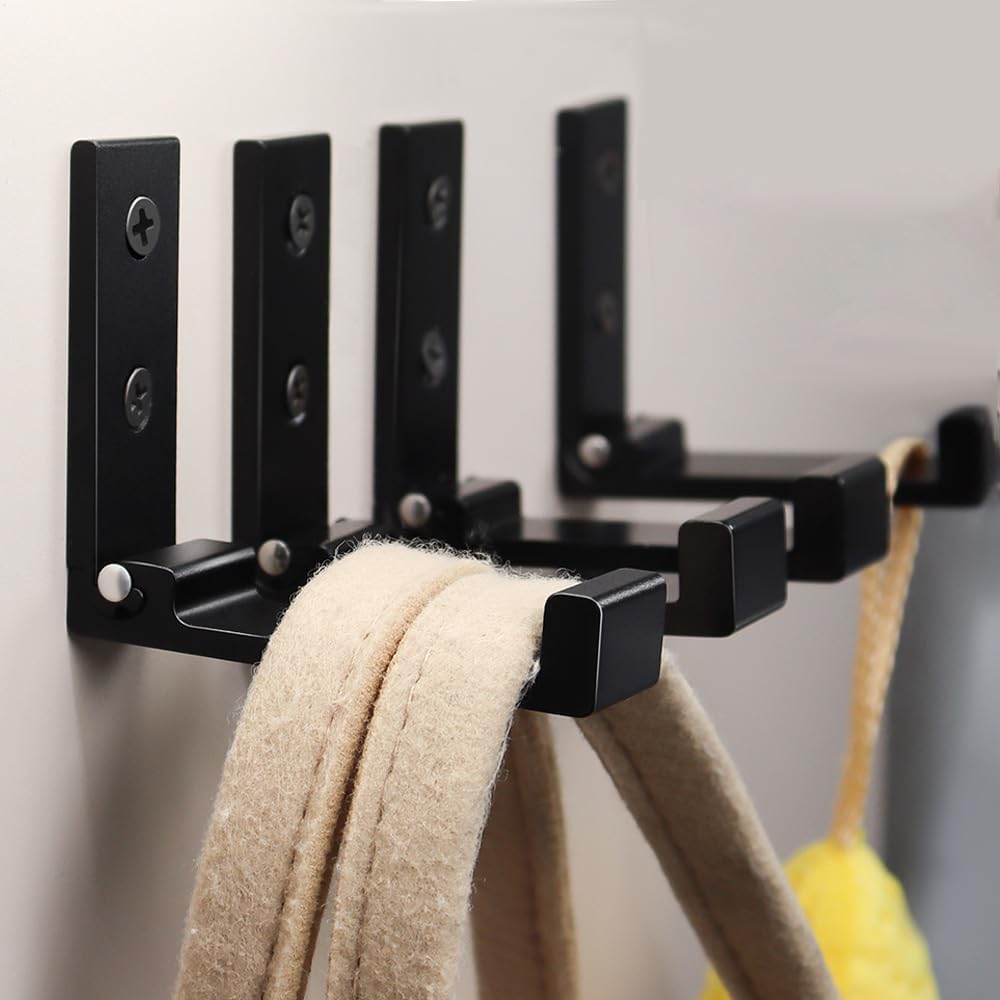 OHIYO Folding Coat Hooks 4pcs Foldable Hook Wall Mounted for Hanging Coat, Jacket, Towel Heavy Duty Wall Hooks Aluminum Alloy Fold up Hooks Headphones Holder Bearing Load 33lb (Black)