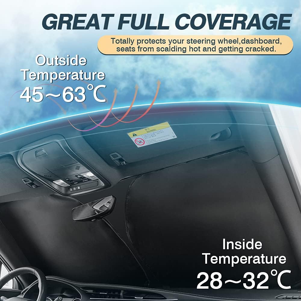 Cartist Windshield Sun Shade Fit for Dodge RAM 1500 2019-2024 CrewCab, MegaCab, 2Dr RegularCab, 4Dr QuadCab Foldable Car Front Window Sunshade Accessories Sun Visor