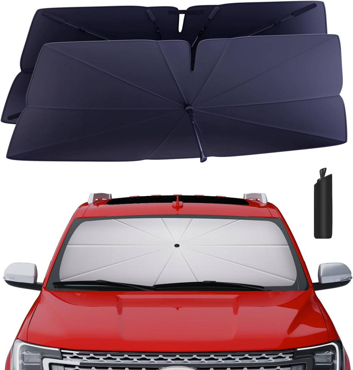 Windshield Sun Shade Umbrella for 2018-2025 Ford Expedition Accessories: Custom Fit 240T Silver, Double Thickened, Foldable Sunshade Window Sun Visor, Ultimate 99% UV Blocking for XLT, Limited, MAX
