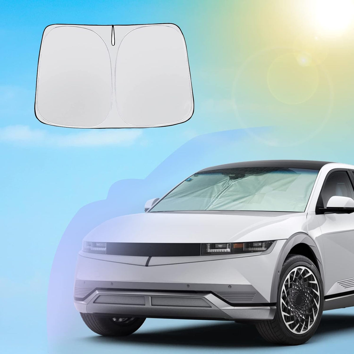 SXCY 2022 2023 2024 2025 Ioniq 5 Windshield Sunshade 2023 2024 2025 Hyundai Ioniq 5 Accessories 2022-2025 Ioniq 5 Sunshade Foldable Sun Shield 2023 2024 2025 Ioniq 5 Sunshade Block UV Rays