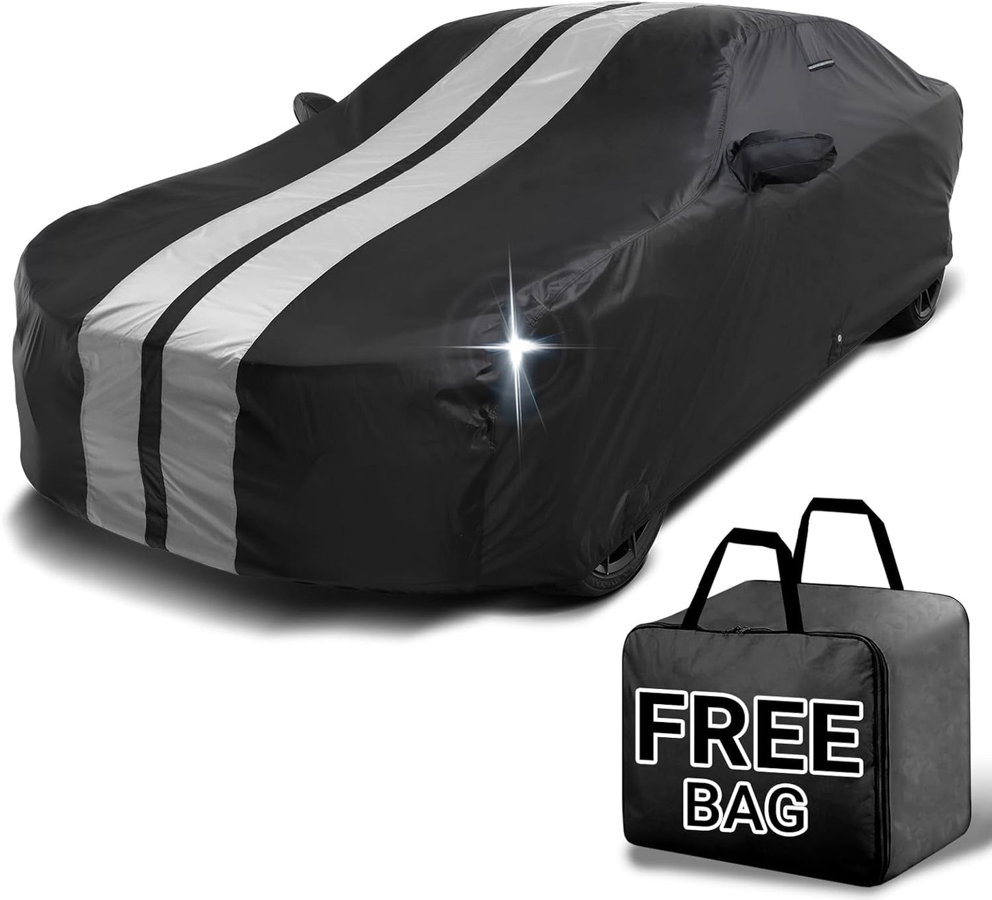 iCarCover Custom Car Cover for Buick Century Sedan, Coupe (1982-1996) Waterproof All-Weather Rain Snow UV Sun Protector Full Exterior Indoor Outdoor Car Cover (Stripe - Black/Gray)