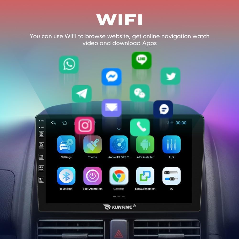 Kunfine Car CarPlay Android Auto Navigation Stereo GPS Radio Reverse Camera Display 9" IPS Touchscreen Headunit Tablet Pad Media Player For Peugeot 301 2013-2022, if Applicable Quad Core 2G+32G Silver