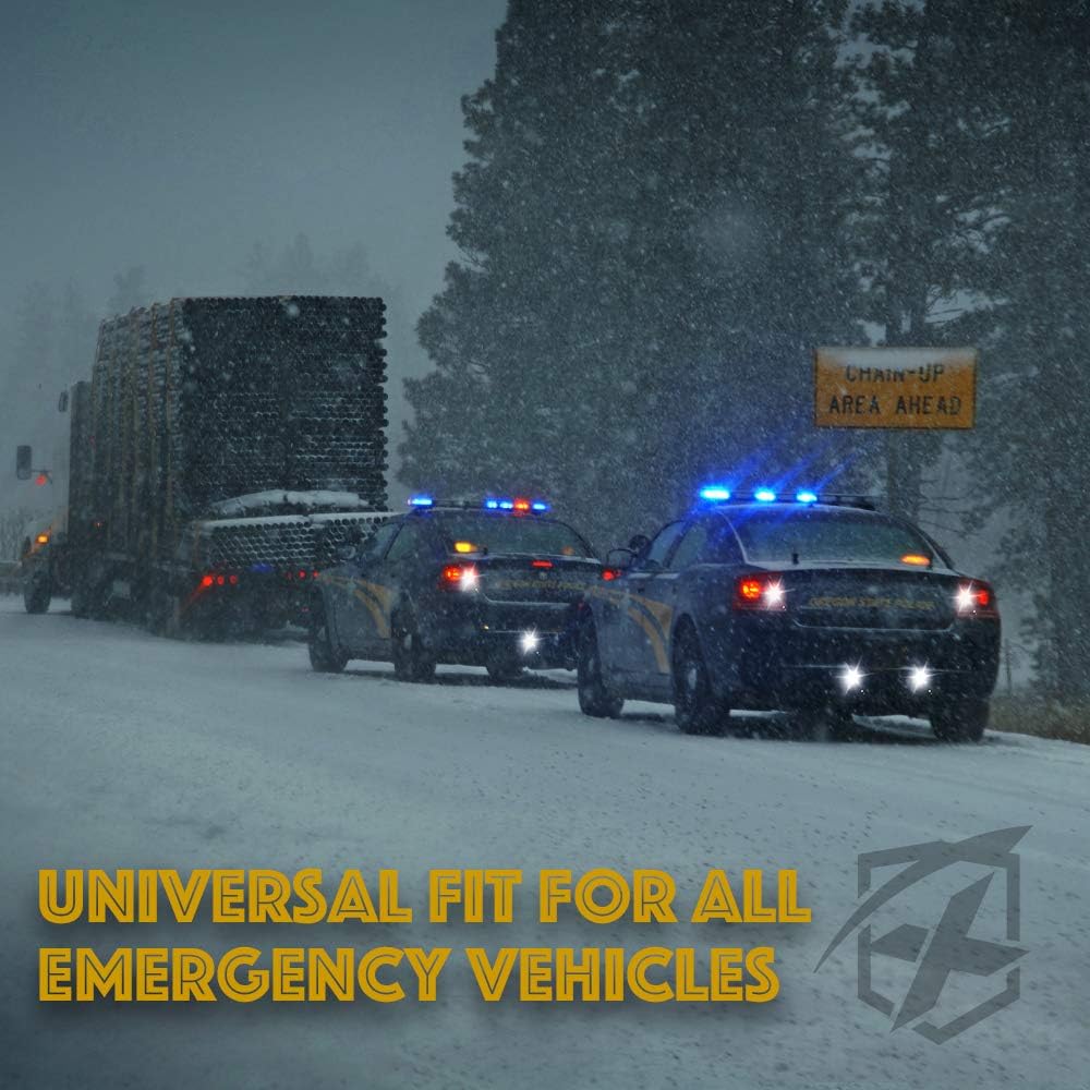 Xprite 4PCS LED Hideaway Strobe Lights Kit - White, 20 Flash Modes, Control Panel Included, Ideal for Emergency Vehicles, Trucks, Cars, Headlights, Taillights & Fog Lights, Hazard Warning