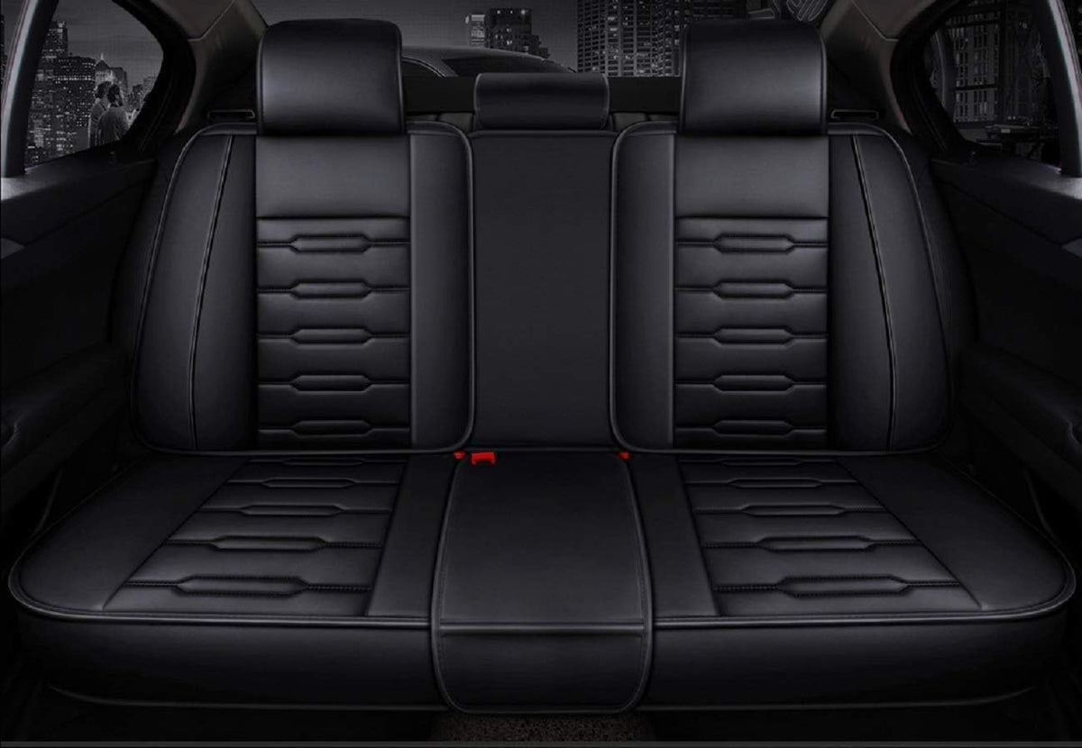 Seat Covers Full Set, Waterproof Leather Seat Covers for Cars, 5 Seats Universal Car Seat Protectors, Black Car Seat Covers Car Seat Cushions Fit for Most Cars (Black)