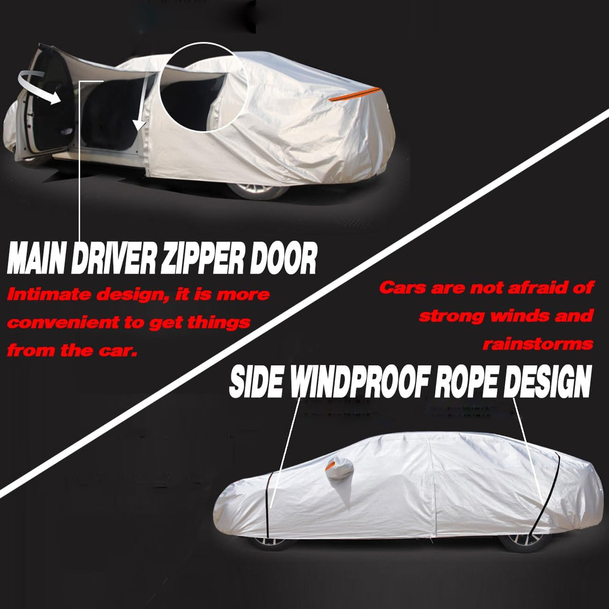 TUCAREST 6 Layers Full Car Cover for SUV- Waterproof, Insulated, Anti-UV, Snow-Proof, Anti-Wind, All-Weather, Thickened Protection, up to 199 in