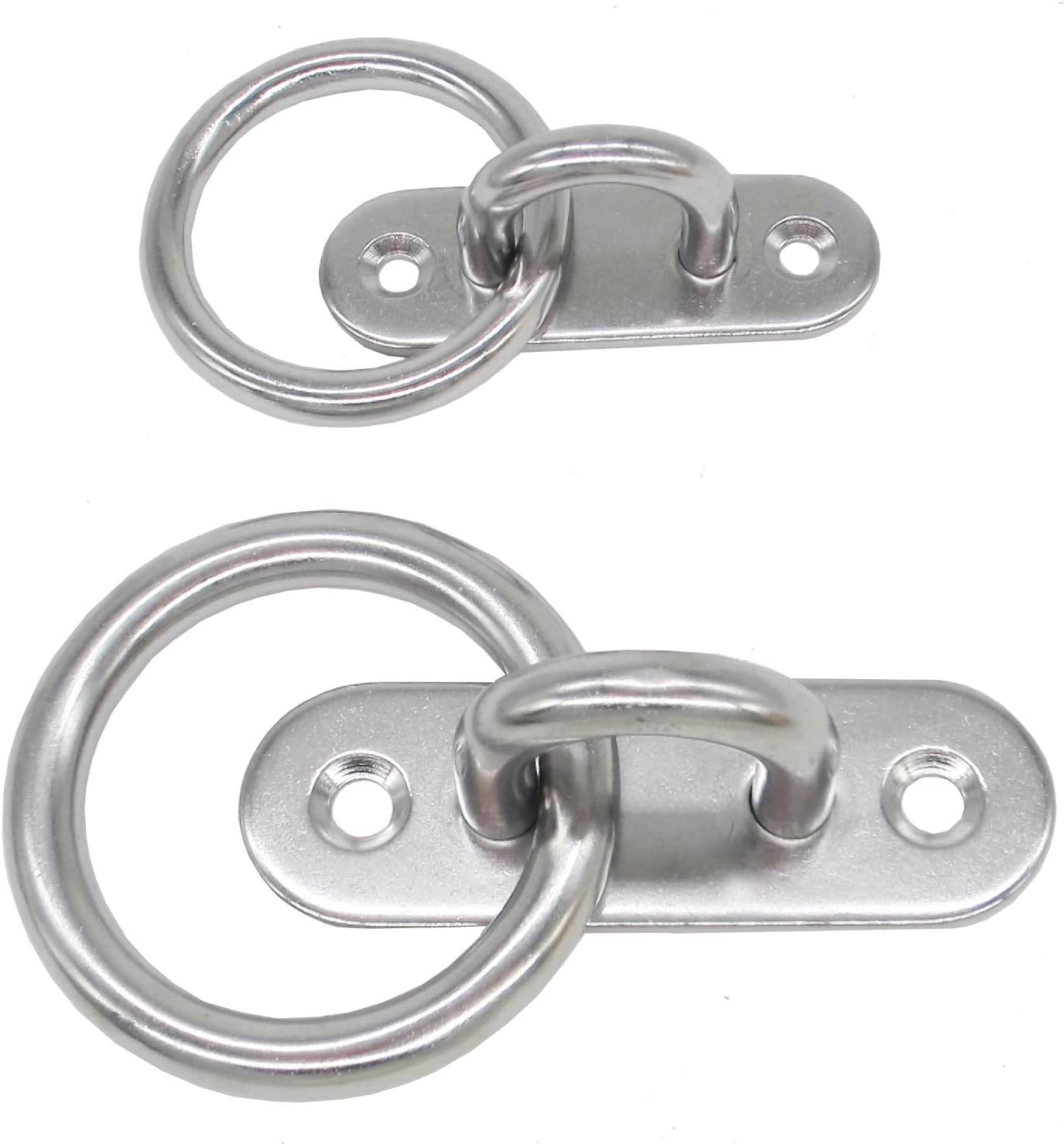 Stainless Steel Ceiling Hooks & Wall Hangers with Rings - Heavy Duty M6 Screw Mount, Rust-Proof Anchor Straps for Garage, Outdoor, Storage (4-Pack)