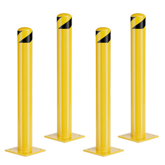 Safety Bollards, Bollards Steel 48 inch, 4.5 Inch Diameter Parking Bollard, Driveway Security Bollards for High Traffic Areas (48inch 4Pack)