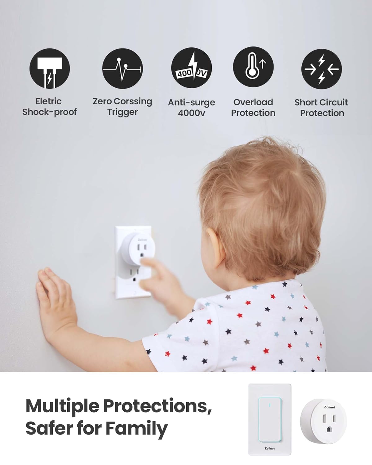 Remote Control Outlet Plug Switch, Buckle Design & Removable Wireless Light Switch, No Wiring Needed, 300 ft, 15A/1500W, Programmable, for Household Appliances(2 Pack)