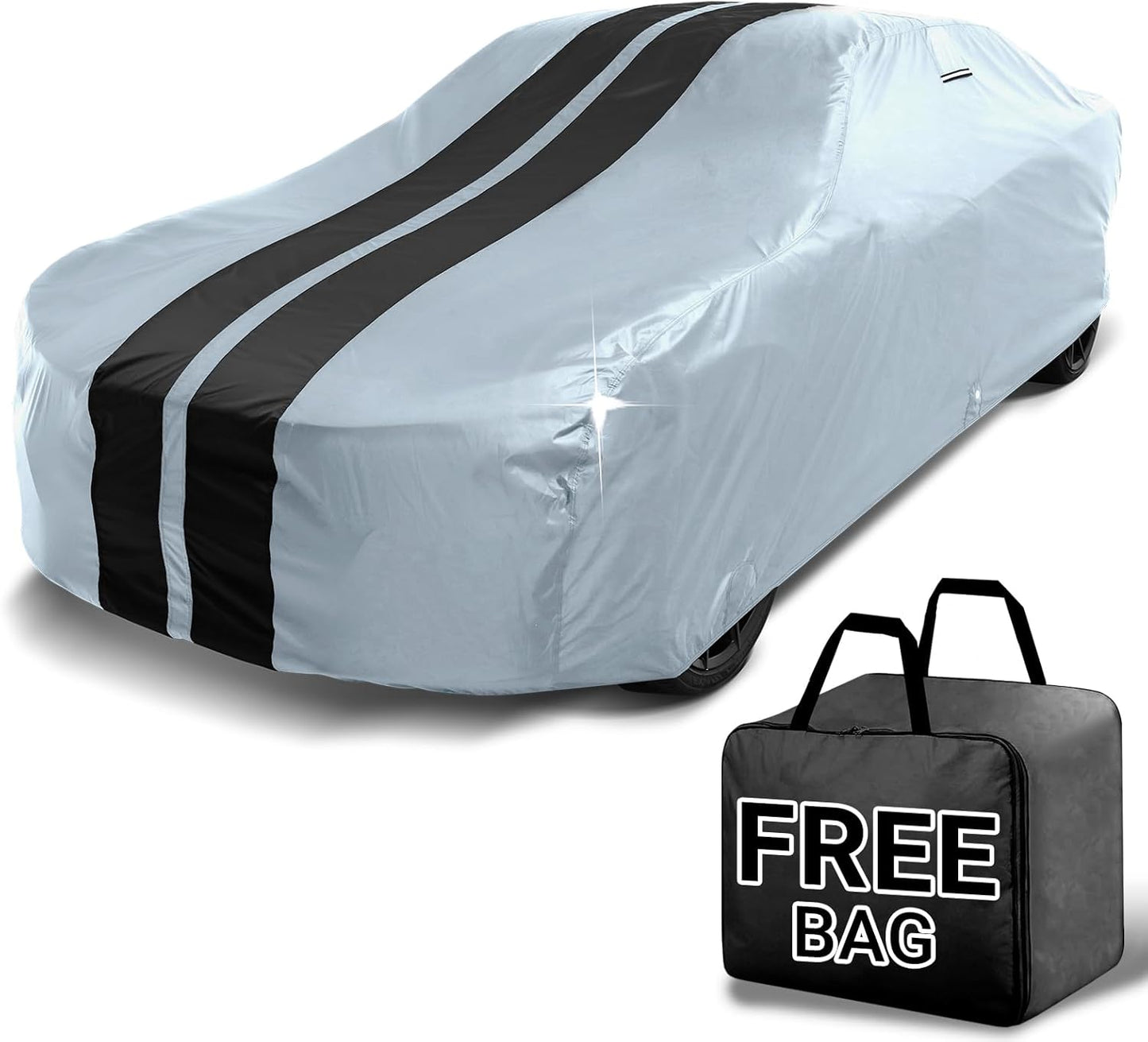 iCarCover Custom Car Cover for Buick Lesabre (1977-1985) Waterproof All-Weather Rain Snow UV Sun Protector Full Exterior Indoor Outdoor Car Cover (Stripe - Gray/Black)