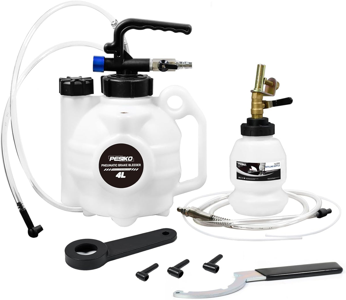 4L Vacuum Brake Bleeder Kit, One Person Pneumatic Brake Bleeding Fluid Extractor and 1L Refilling Bottle for Auto Car Truck